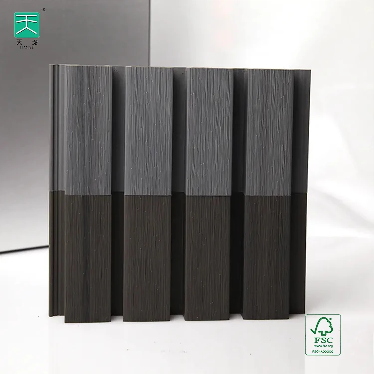 TianGe Wooden Plastic Composite Outside 219*26Mm Co-Extrued 3D Wpc Embossed Outdoor Wall Cladding Panel