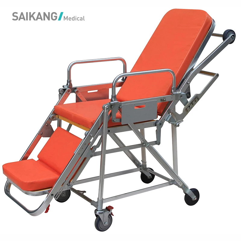 SKB039(E) Metal Adjustable Folding Medical Chair Patient Transport Hospital Ambulance Emergency Stretcher Trolley Manufacturers