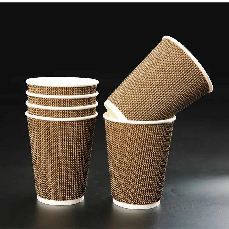 Coffee Tea Hot Chocolate hot drinks takeaway packing disposable ribbed corrugated  paper cup