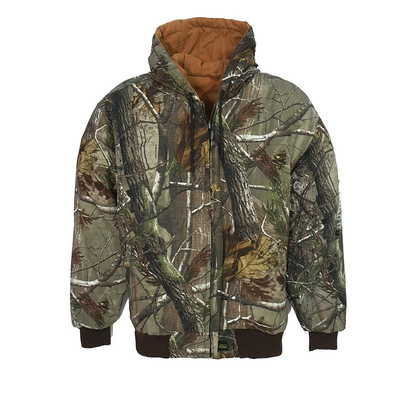 Winter Men Outdoor Hunting Camouflage Hoodie Canvas Quilted Cotton Jacket