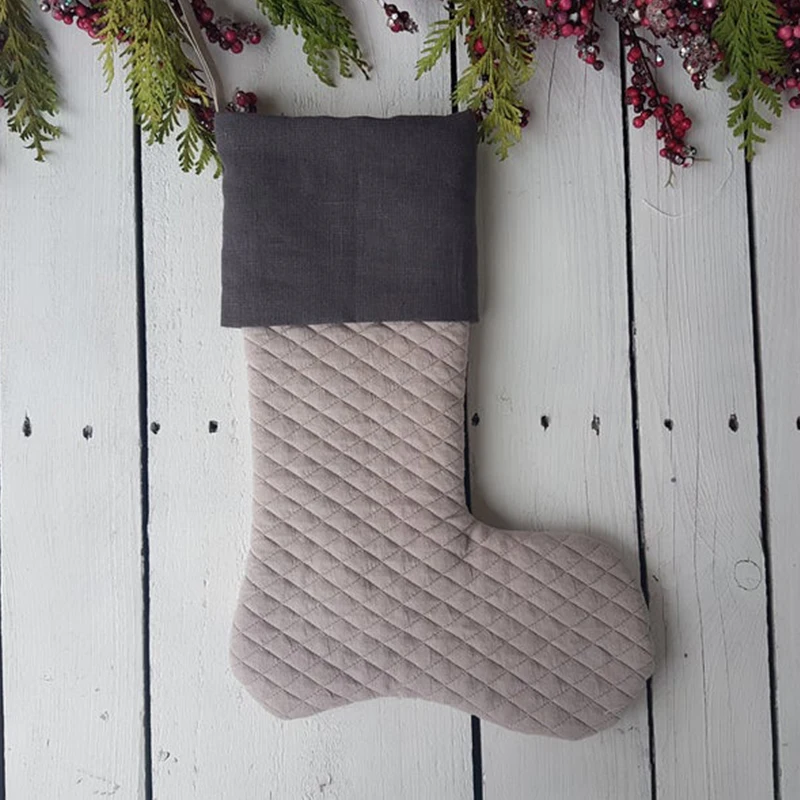 Рождественские чулки, фермерские украшения, Индивидуальные Стеганые Семейные рождественские льняные чулки