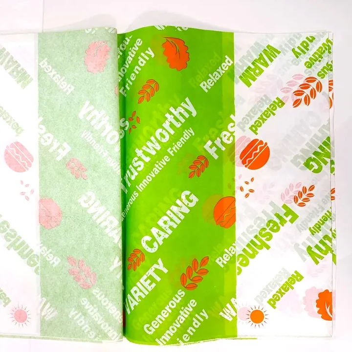 Custom food grade wrapping packing wax paper greaseproof sandwich paper food wrapping paper