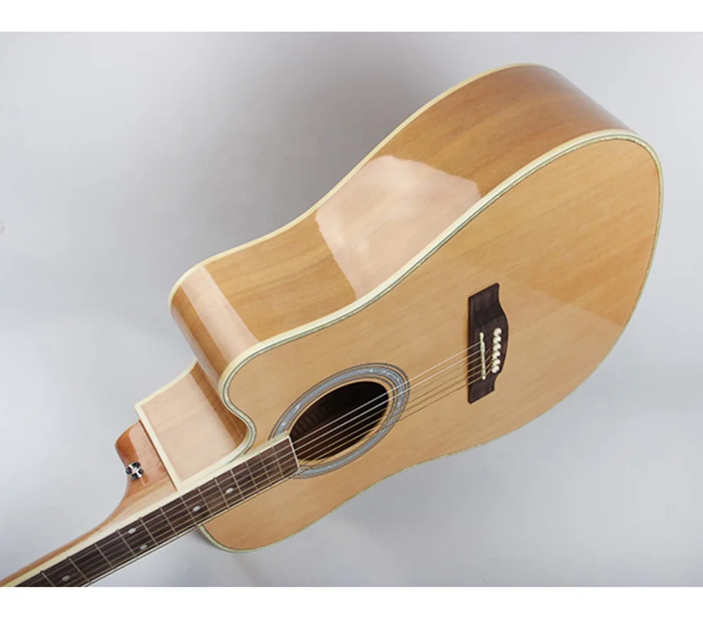 High Quality 41 Inch Cutaway Spruce Top Basswood Back Natural Black Sunburst Glossy Acoustic Guitar Musical Instruments For Sale
