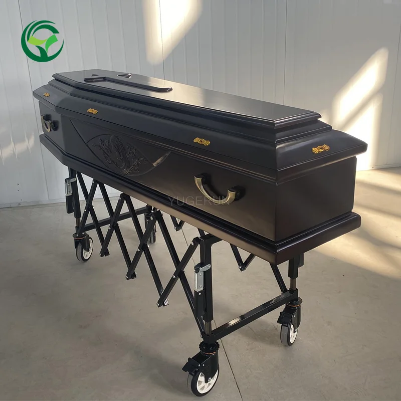 Wholesale Price Italy Funeral Coffin Casket European Style Romania Paulownia Wood Coffin with Carving Virgin Maria