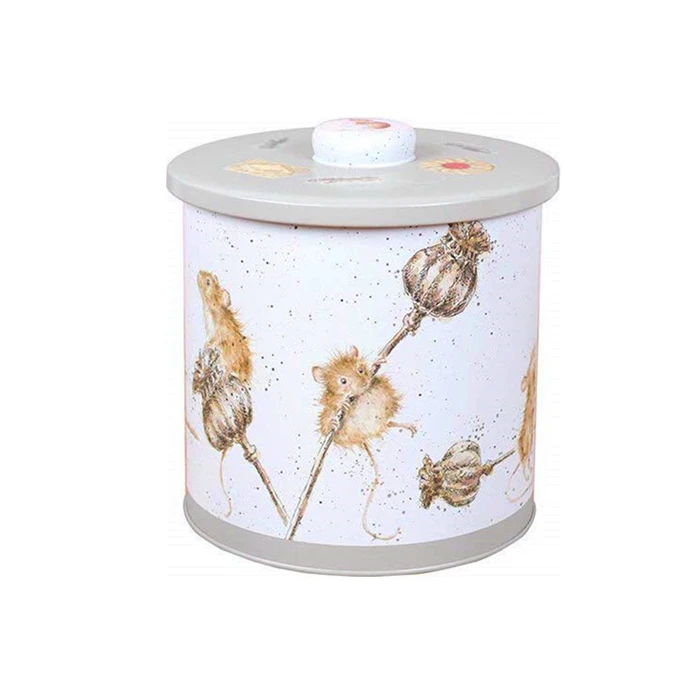 Customize round shape cookie tin barrel  food grade biscuit metal bucket with lid popcorn tin barrel cookie box