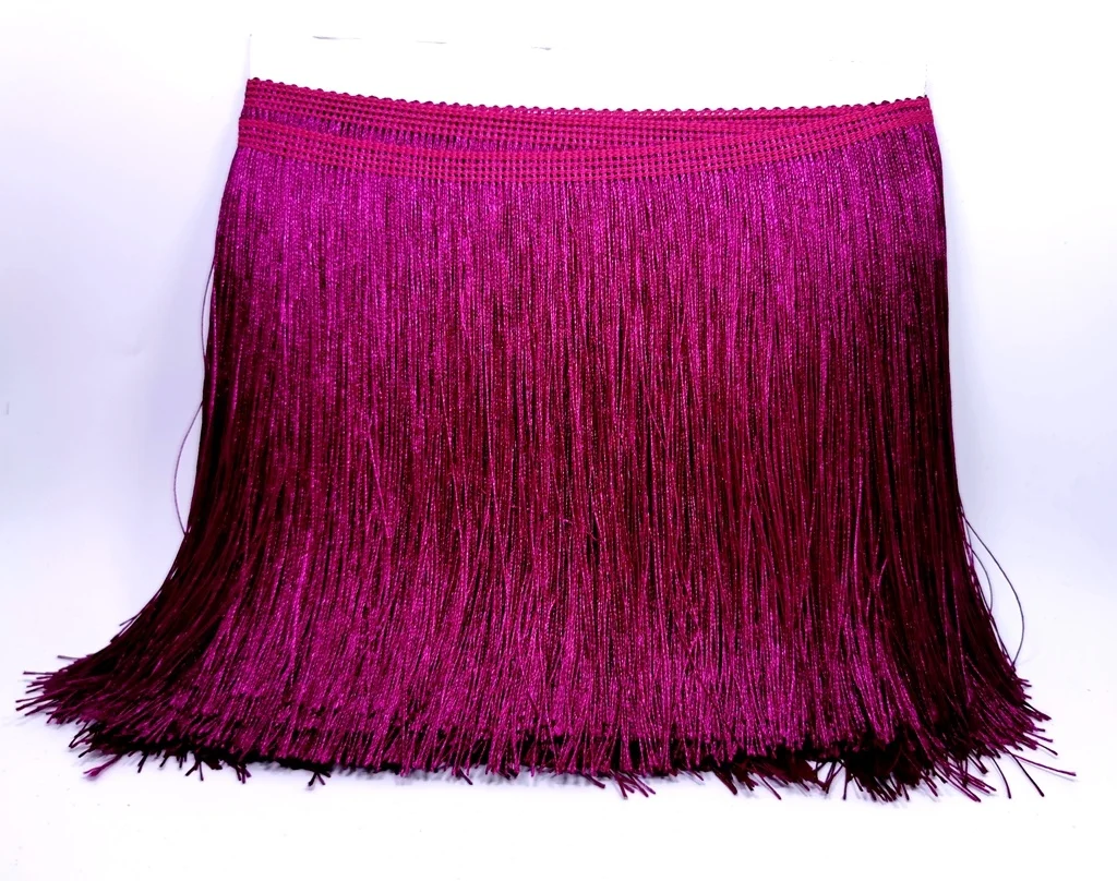 Wholesale 20CM Shiny Polyester Silky Chainette Lace Fabric Fringe Trim for Dancing Dress