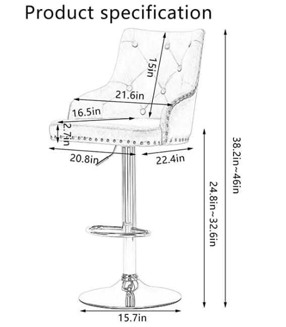 Pink stable metal base barstool with buttons and square foot rest