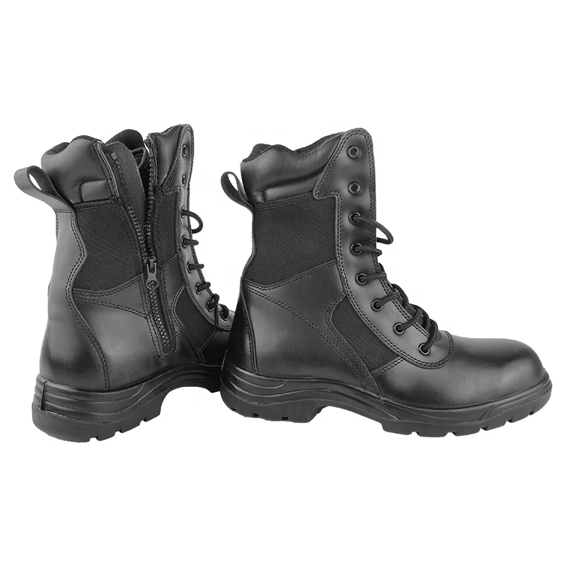 Delta Shoes Black Security Shoes Black Zip Side Safety Production Composite Toe Anti Slip PU Sole Cow Leather Boots S3 Shoes