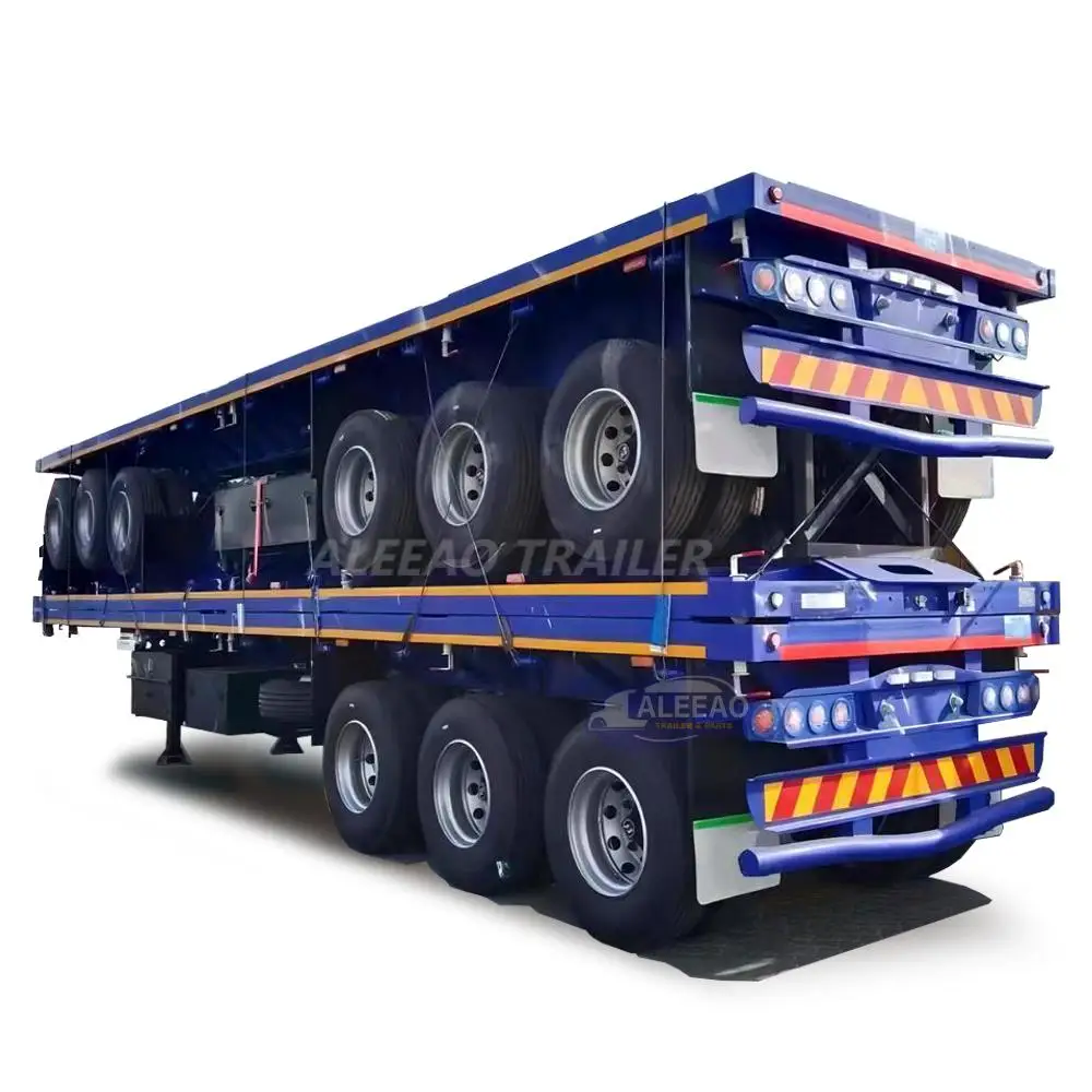 ALEEAO plat semi remorque 3 essieux 3 axles container semi trailers 40ft 20 40 feet flat bed flatbed truck trailer