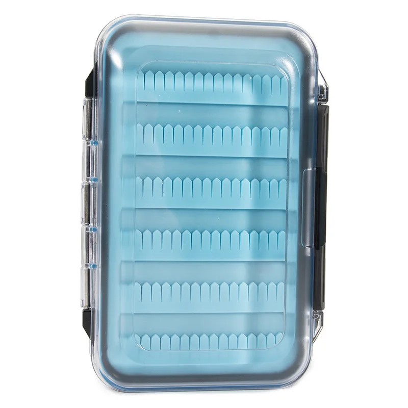 Transparent double-sided fly fishing box portable silicone cushion ABS impact resistant fly box waterproof fur hook box