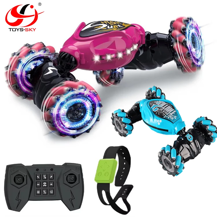 Toysky 3 Color 28CM Carro De Juguete Watch Remote  Gesture Sensing Rc Stunt Car 360 Rotating Remote Control Car toy for Kids