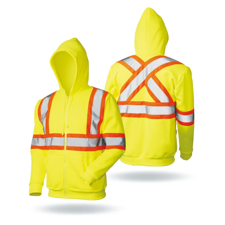 Custom High Visibility Safety Fireproof Sweatshirt Orange Pullover Hi Vis Viz Hoodie