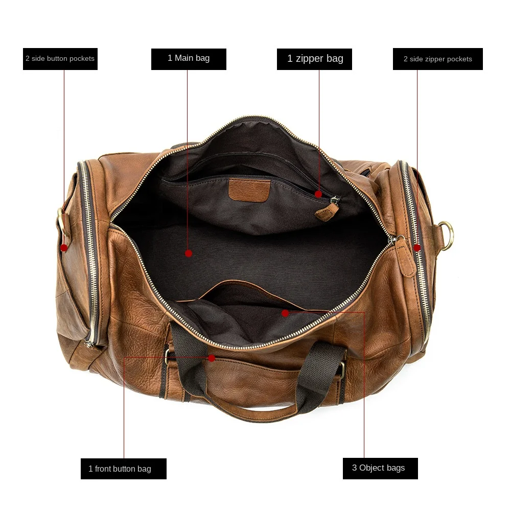 Organiser Private Label Water Proof Duffel Genuine Leather Luggage Set Designer Famous Brand Sport Travelling Bag