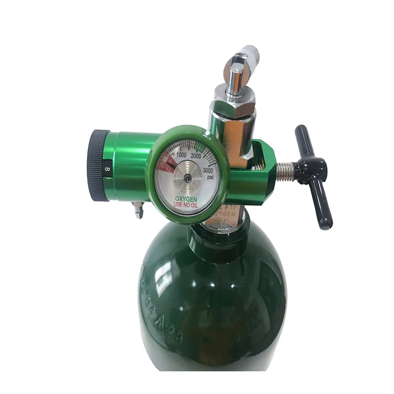 CGA870 Oxygen Flow Control Regulator Pin Index Click Style High Pressure Gas Reducer With Black T Hand