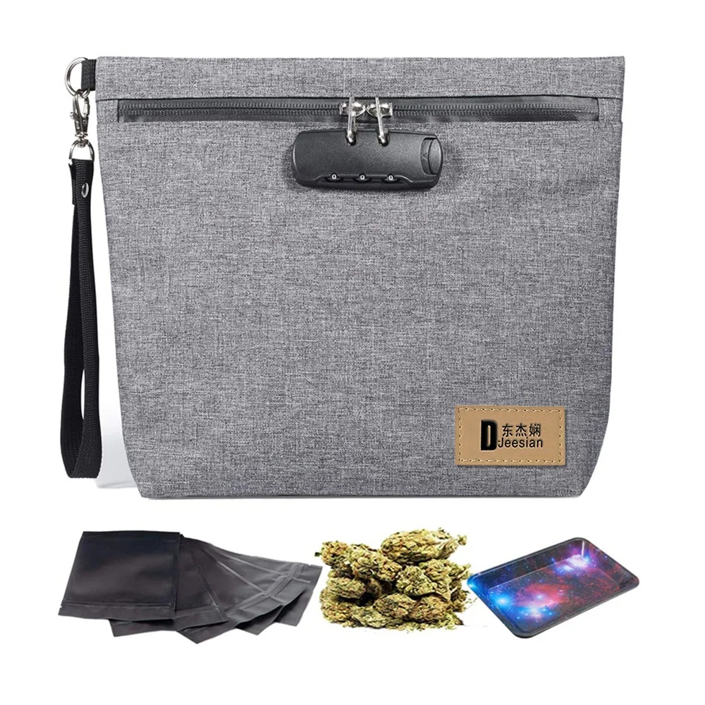 Waterproof sealing zipper combination lock smell proof bag carbon lining handbag odor proof bag