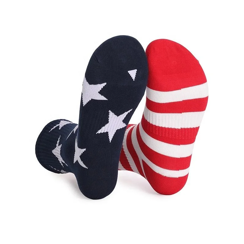 Wholesale Novelty Usa Flag Star AB Socks Men Unisex Patriotic American Flag Cotton Crew Socks
