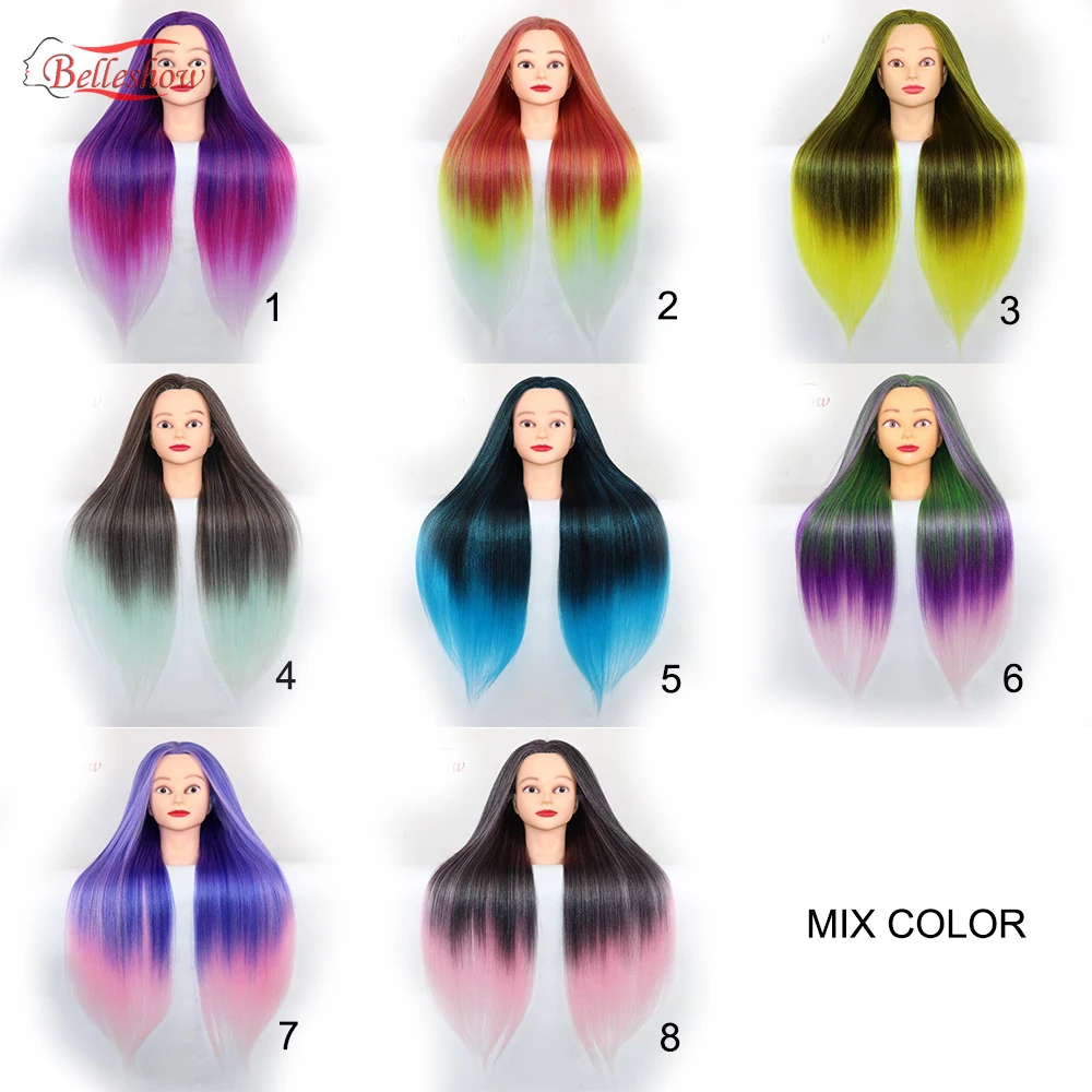 Hot sell Wholesale ombre Color head Beauty School Hairdressing Products Female Hair Mannequins Head Salon School Training Head