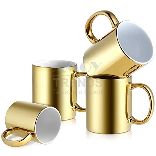 Mirror gold mugs sublimation blanks coated 11oz electroplating custom ceramic mug wholesale