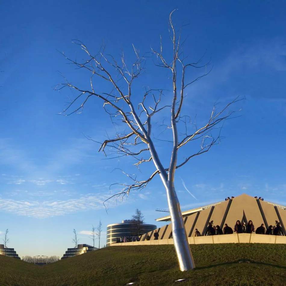 Urban large decoration Chinese manufacturer export stainless steel gold tree sculpture