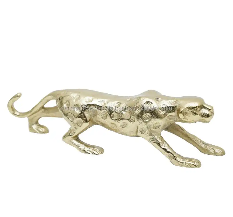 Home Decor Gold Plated Aluminium Panther Christmas   Statue Decoration
