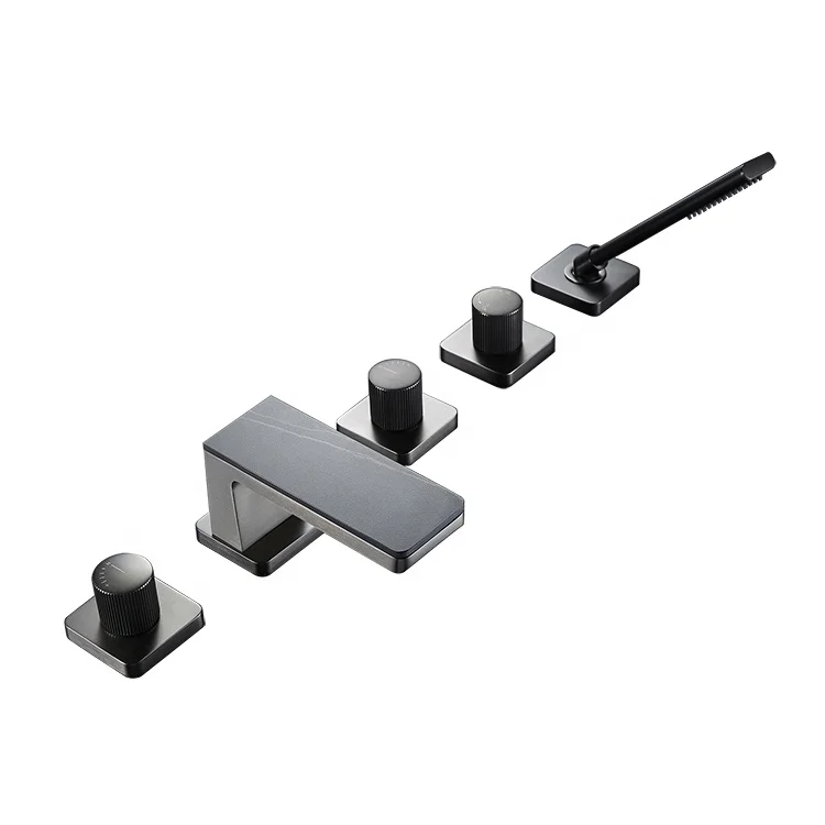 Черный смеситель для ванны «Водопад» наполнитель в римском стиле с ручным душем