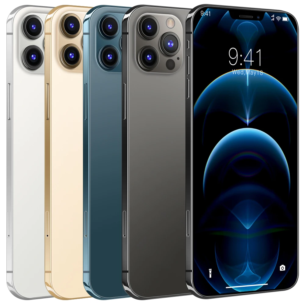 Новая оптовая продажа фабрики I 12 PRO MAX мобильный телефон черный цвет; Серебристый цвет; Золотистый цвет; Красный с 6,7 дюймов челка экрана смартфона