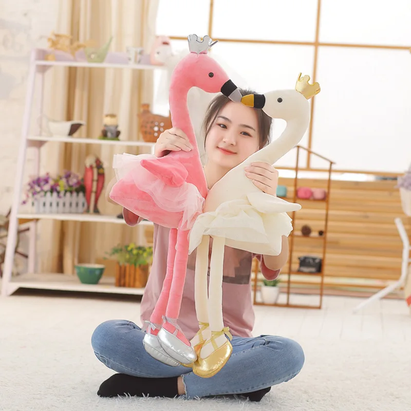 Custom Wholesale Cute Ballerina Flamingo Stuffed Plush Toys for Children Dance Ballet Swan Plushie Doll Bird Animal Peluche