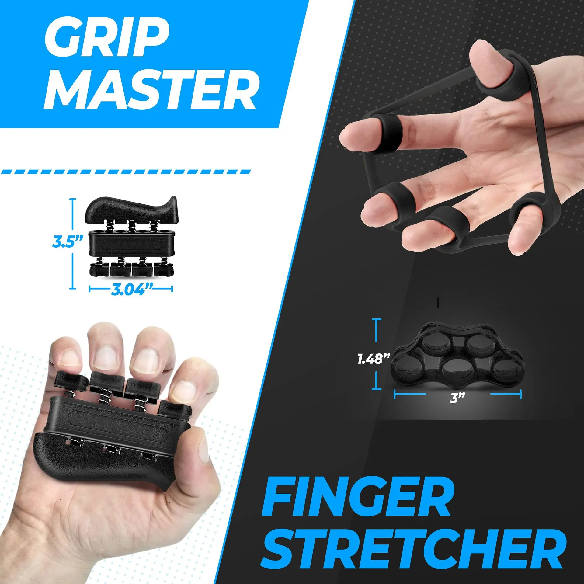 Hand Grip Strengthener Set 5 Pack Strength Training Equipment Forearm Finger Exerciser Adjustable Hand Gripper ,Finger Stretcher