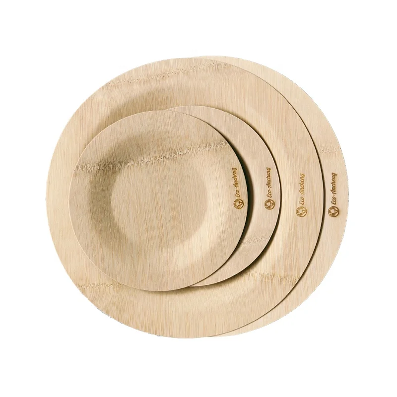 
100% natural recycled disposable 9inch round bamboo plates biodegradable 