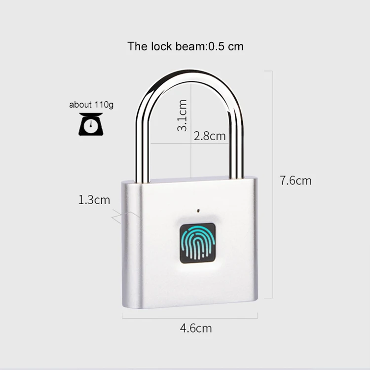 waterproof tuya app control smart lock biometric fingerprint padlock smart home with USB charging Black