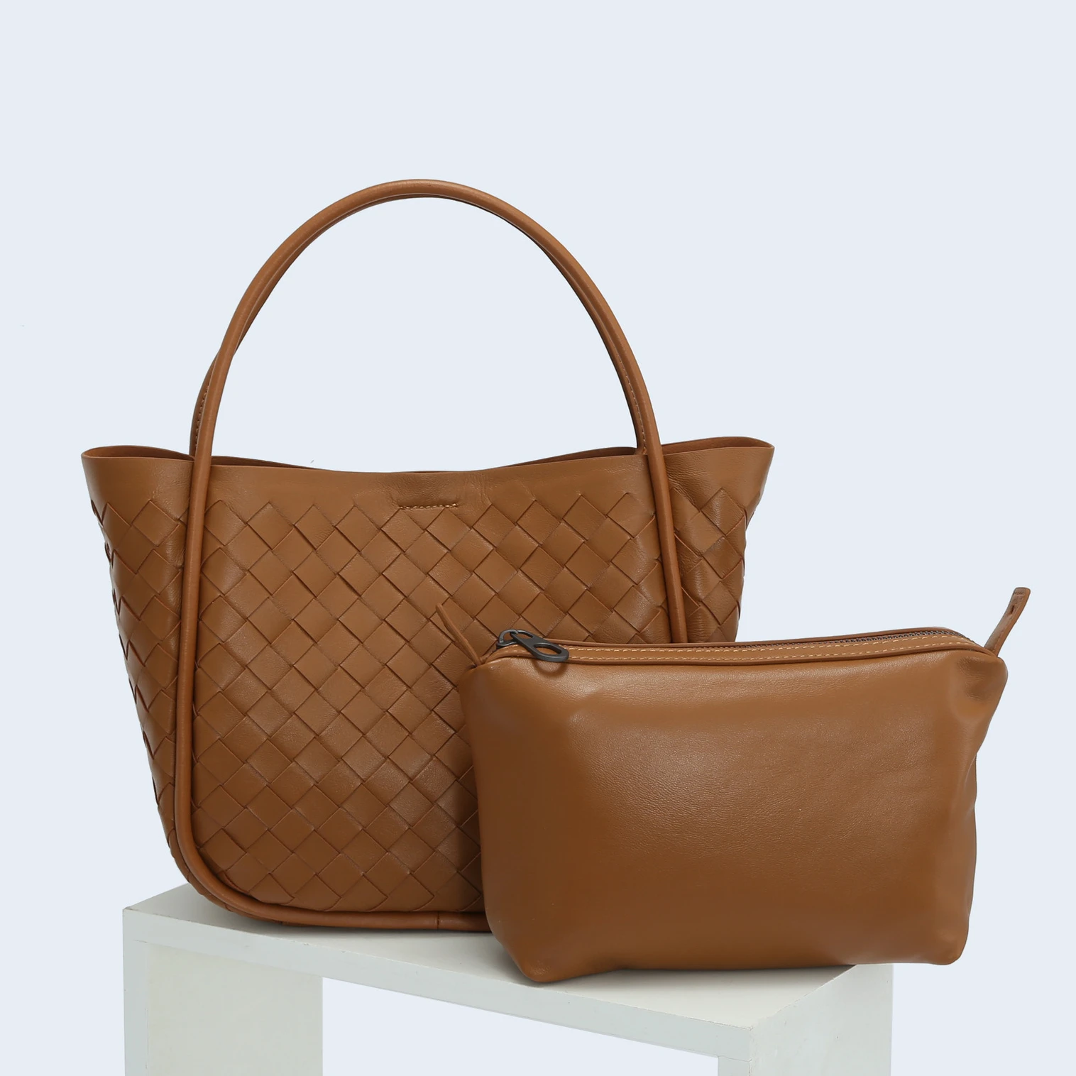Soft sheepskin hand-woven handbag for women Luxury genuine leather large capacity shoulder bag Blank logo designer bag