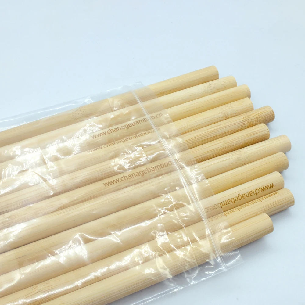 Customized Logo Organic Biodegradable Disposable Bamboo Drinking Straws for Mate Bubble Boba Tea