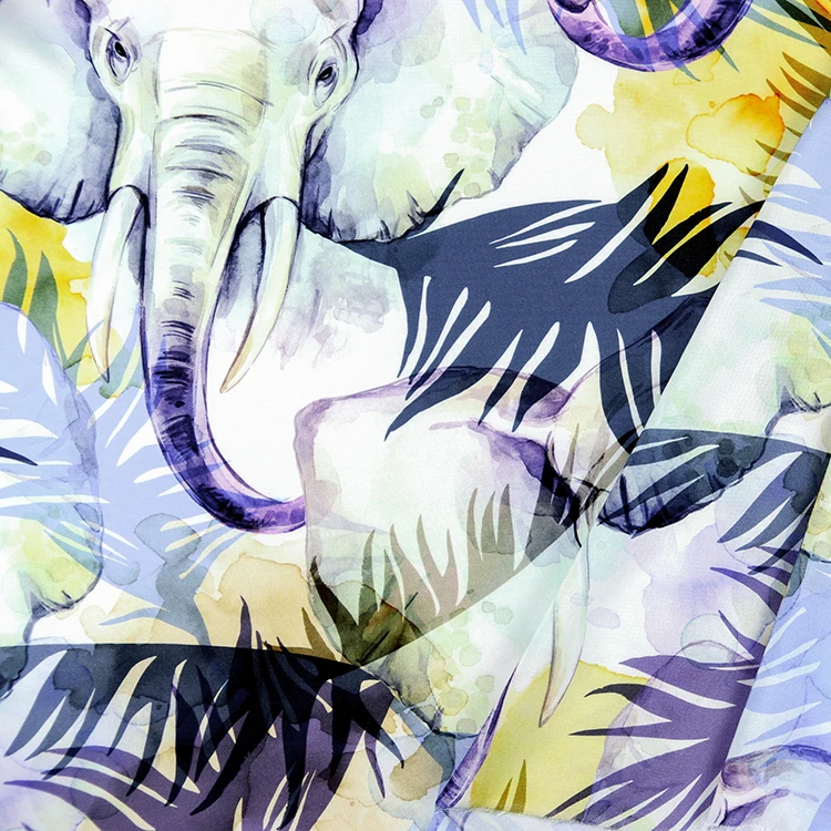Elephant printed wholesale digital custom 100% printed rayon fabric for home textile