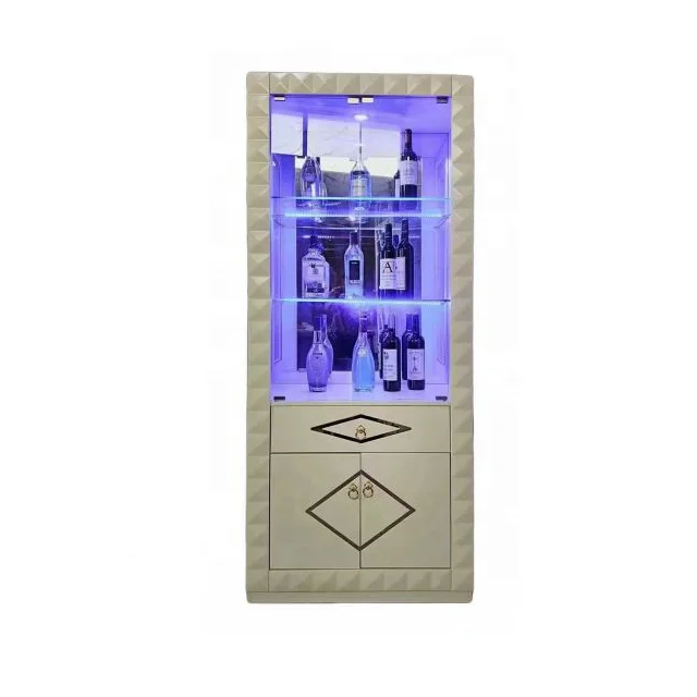 Classic Lockable Glass Display Cabinet Wooden Wine Cabinet for Home Living Room Furniture