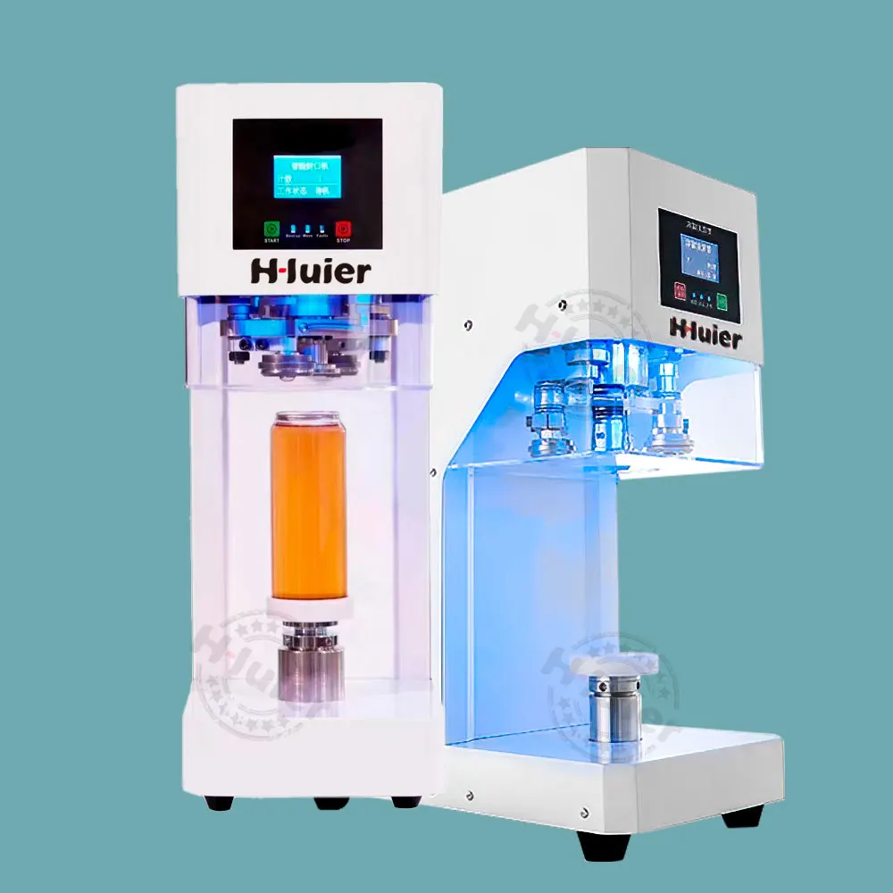 china semi automatic intelligent soda pop easy open aluminum can pet bottle can tin can sealing machine for sale