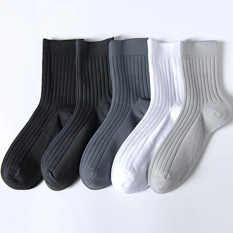 Wholesale Solid Color 100% Cotton Business Dress Custom Logo Crew Men Socks