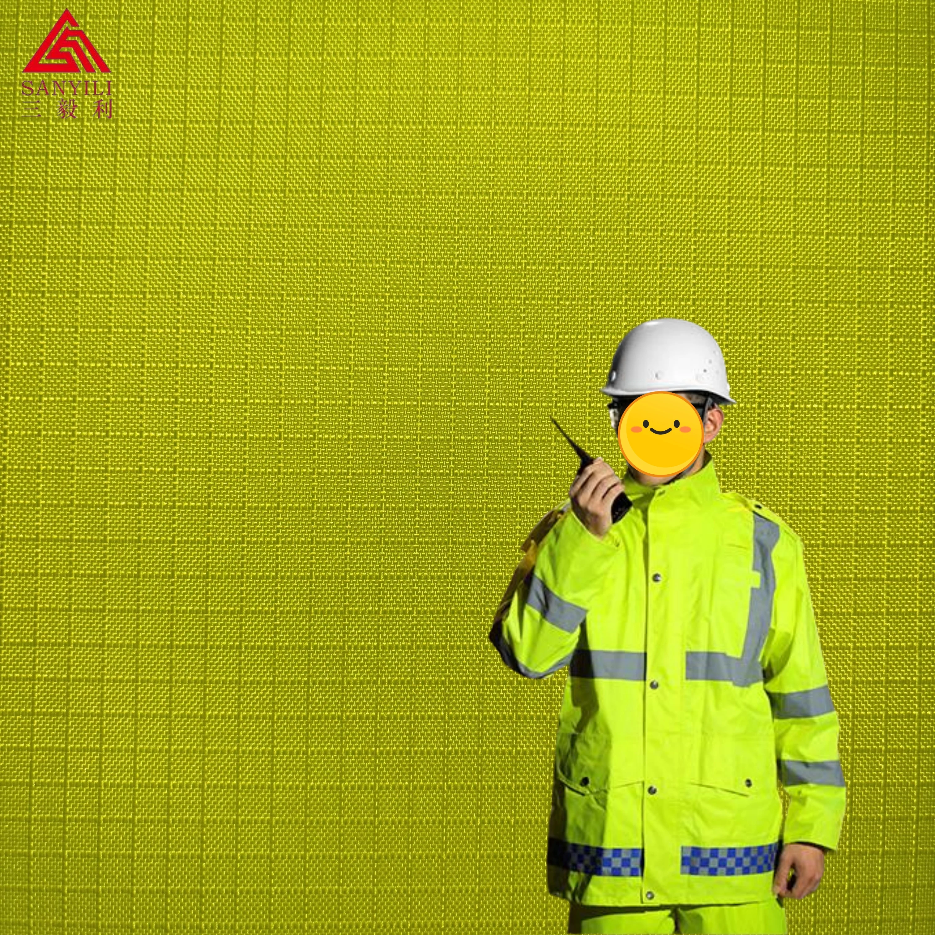 300D fluorescent ripstop oxford fabric breathable and waterproof PU milky coated hi vis washable for workwear