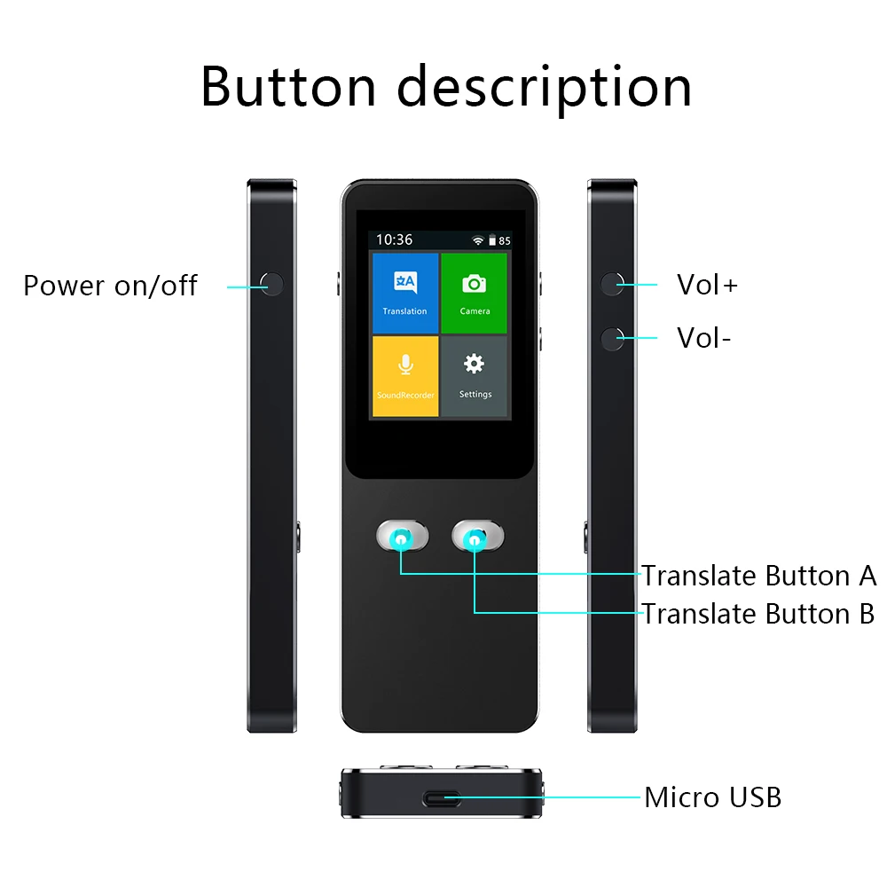 HD Touch Screen AI Voice Intelligent Translator Support Hotspot Portable Translator