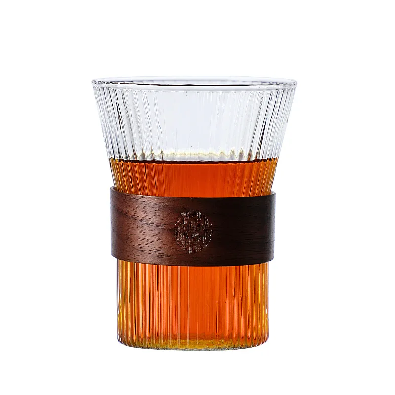 Wholesale 200ml 250ml vertical stripes tea cup Coffee mug glass coffee cup