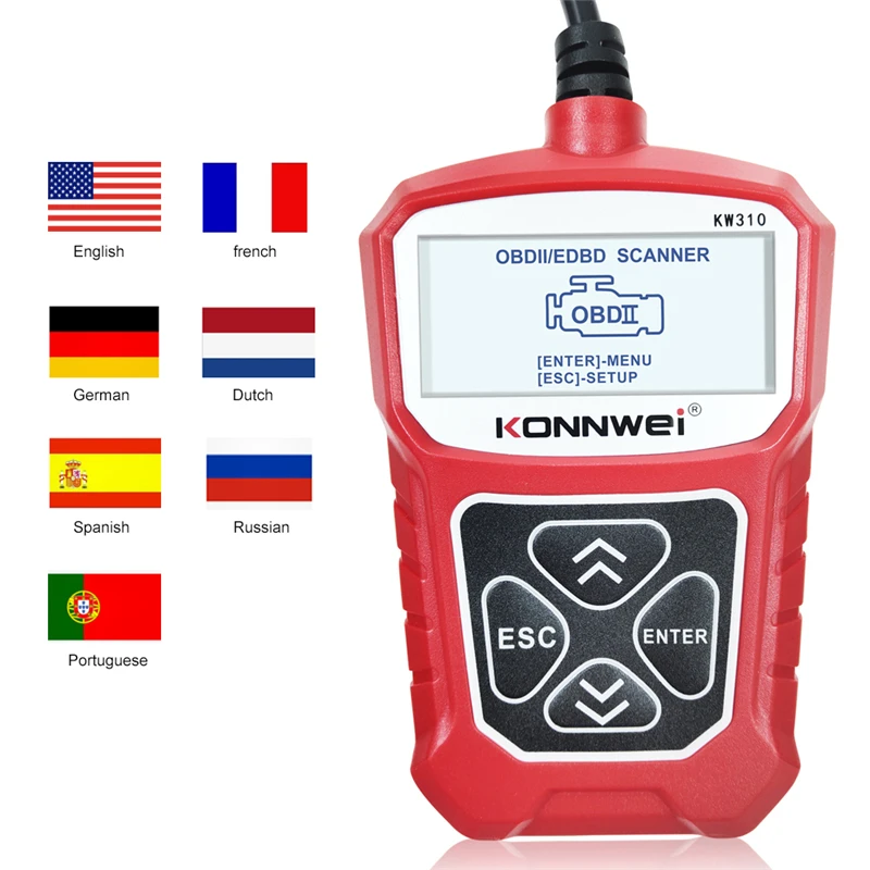 Hot Sale KW310 OBD2 Scanner Auto OBD 2 Car Scanner Diagnostic Tool Automatic Scanner Car Tools Russian Language Code Reader
