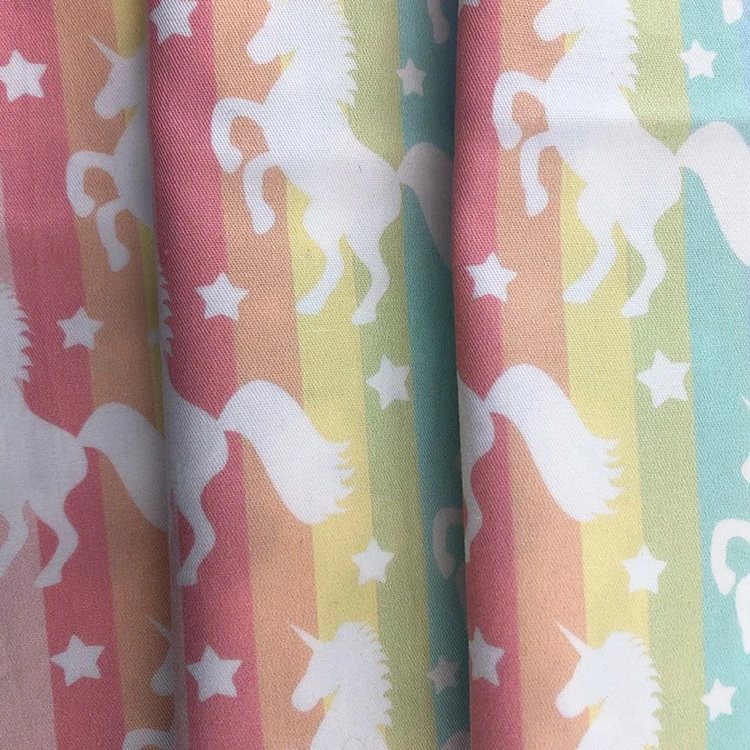 New Type Custom Fabric Print 100% Cotton Woven Twill Fabric for baby shirts