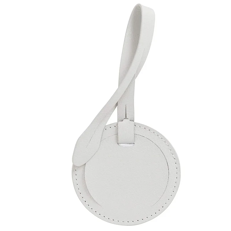 Faux Leather Luggage ID Tag with Leather Bond Wholesale Circular Airplane Suitcase Bag Name Card Holder Supplier