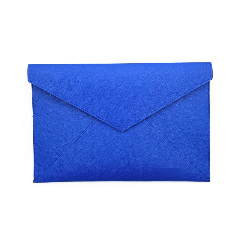 Custom WaterproofA4 PU File Folder Document Bag With Button Flap For Promotion