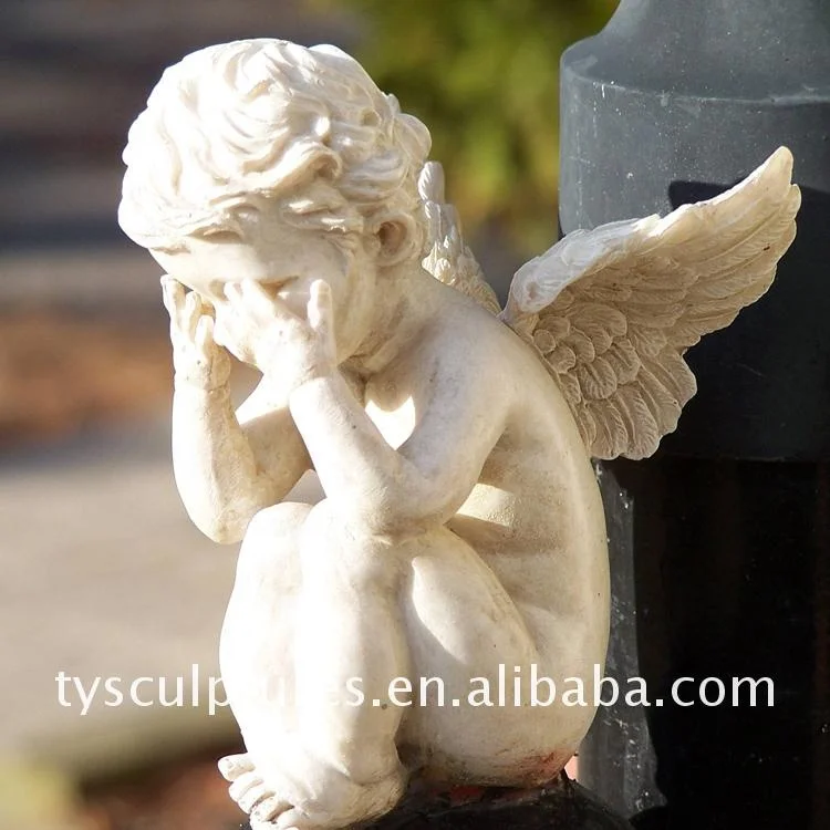 Garden decor life size granite baby angel statue marble cherub holding up book sculpture