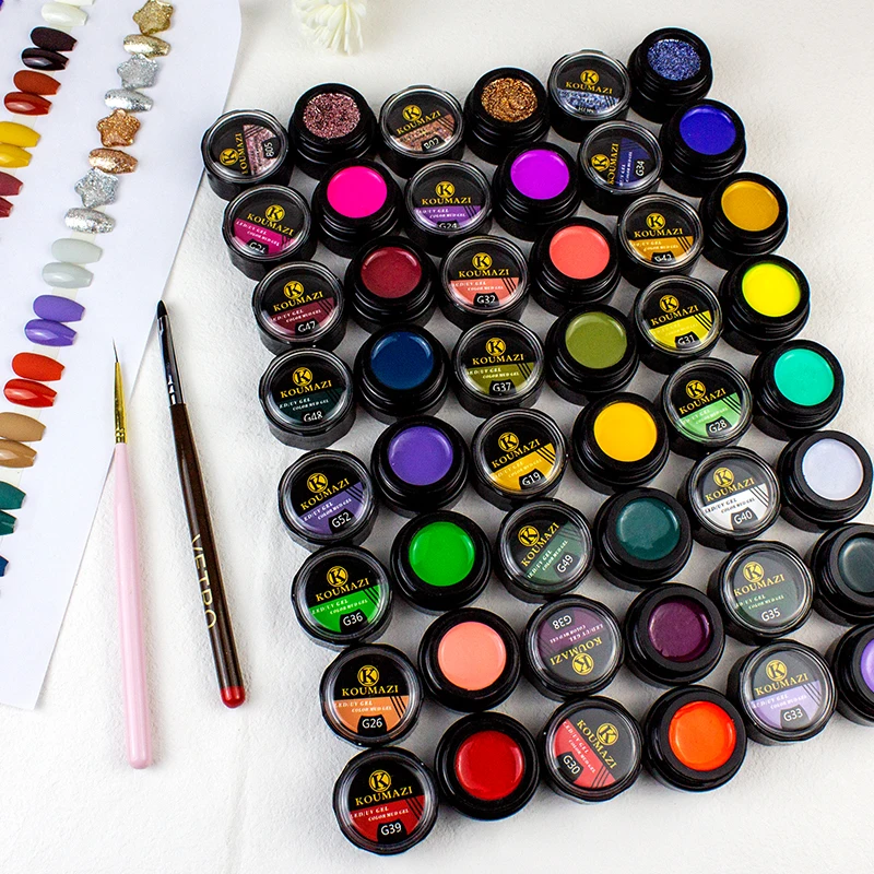 KOUMAZI 61 Colors Solid Cream Pudding Gel ,Nails Art Resin Uv Gel Long Lasting Varnish Easy To Cover OEM Custom Logo