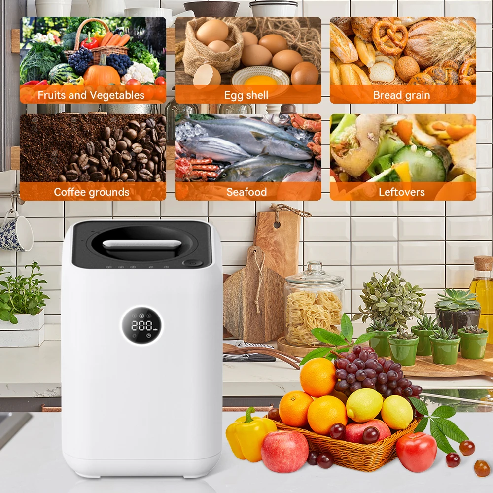 3l Capacity Full Auto LED Display Kitchen Food Waste Composting Machine Automatic Auto-cleaning Kitchen Food Garbage Disposal