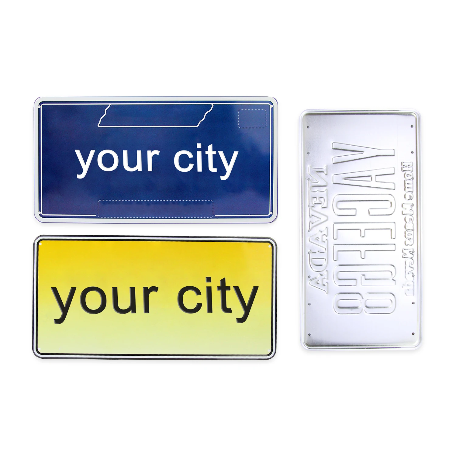 China Supplier Custom Metal Thin Custom City Logo Stainless Steel Vehicle License Plate