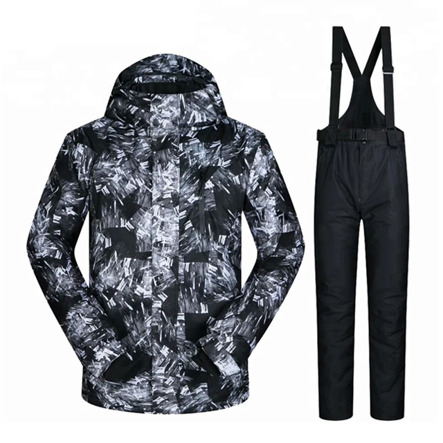 Customized Mens Ski Outfits Colorful Printed Warm Skiing Snowboarding Jacket Ski Jacket Suit