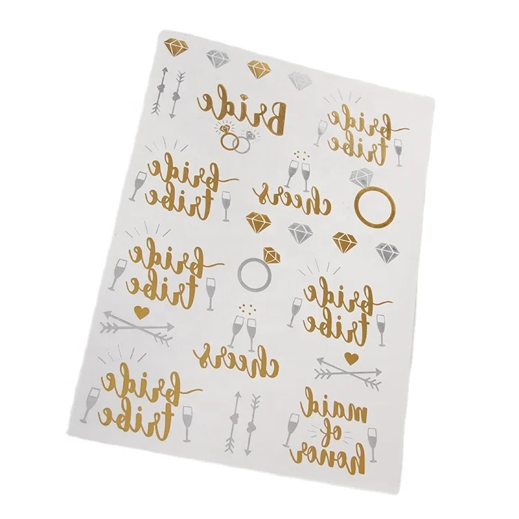 Hot Stamping Tattoo Stickers Cute Wholesale Customized Good Quality Gold Carton Temporary Tattoo Machine Support 1000