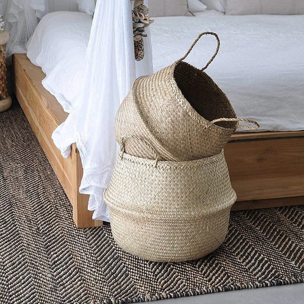 Exporter Hot Sale Handmade Palm Leaf Plant Storage Basket for Storage Laundry Picnic  Plant Pots Cover Indoor Home Decor